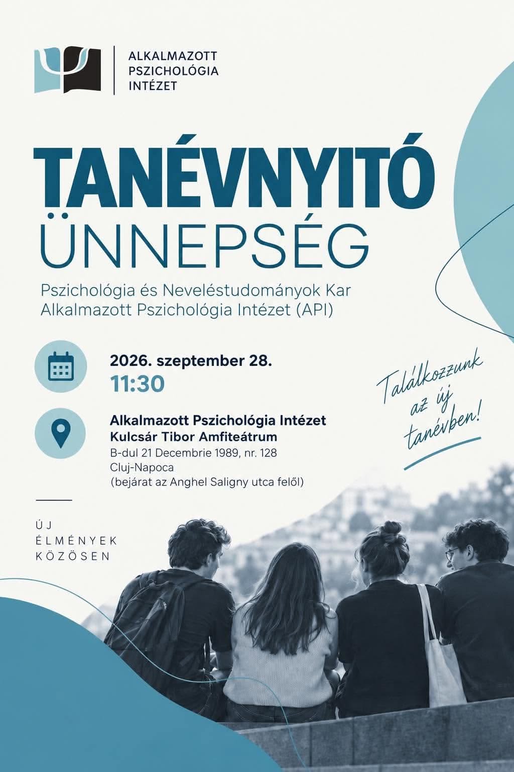 Tanévnyitó ünnepség plakátja: 2026. szeptember 28., 11:30, Kulcsár Tibor Amfiteátrum