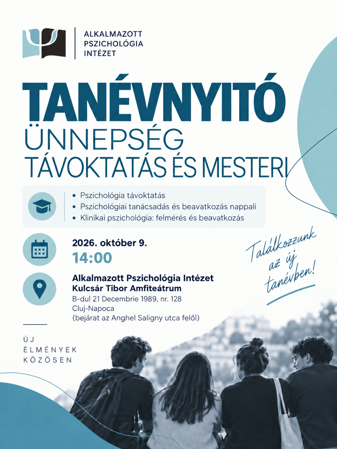 Tanévnyitó ünnepség távoktatás és mesteri plakátja: 2026. október 9., 14:00, Kulcsár Tibor Amfiteátrum